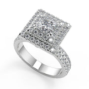 Molly Double Halo Pave Gala Princess Cut Diamond Engagement Ring - Nivetta